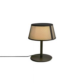 TILLY Black table lamp with beige textile shade Italienische Tischleuchte mit Textilschirm.