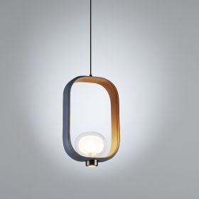 PHILIPA Italian pendant light with glass globe placed in steel frame