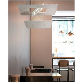 DUPLICO Flache quadratische LED Hngeleuchte mit Raffinesse Schicke italienische Leuchte - Restaurantbeluchtung.