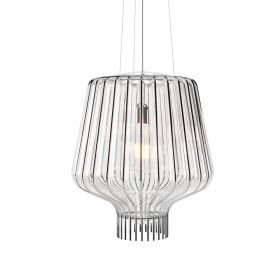 SAYA 45 Italienische Hngeleuchte mit kunstvollem Glas Glnzend verchromte Haltung mit eingeblasenem Glasschirm.
