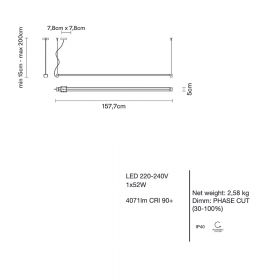 PIVOT Lange Led Hngeleuchte Abmessung und Lumen der langen Hngeleuchte.