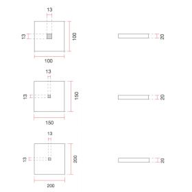 FLAT Flat LED ceiling light Abmessungen der quadratischen Deckenleuchten.