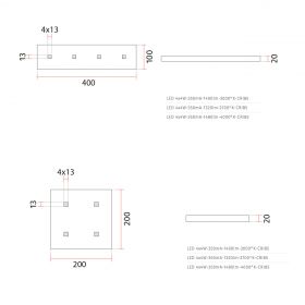 FLAT ceiling light with 4 LED spots Abmessungen und Lumen des Deckenspots.