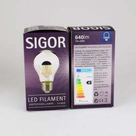 SIGOR Kopfspiegellampe LED Filament 7 Watt - ersetzt 50 Watt Glhbirne Technische Daten des dimmbaren Leuchtmittels.