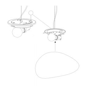NEOCHIC Organic pendant light with white glass Aufbau der kleinen Leuchte.