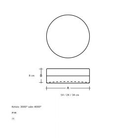 NAOMI Round, flat LED ceiling light Abmessungen der Deckenleuchte.