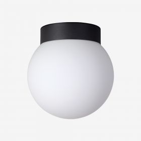 STELLA Kugelglas Deckenleuchte Seidenmattes kugelfrmiges Lampenglas mit schwarzer Halterung.