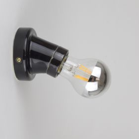 VILL Kleine Wandhalterung aus Porzellan Die Lampenhalterung in Schwarz mit verspiegelter Lampe (nicht im Lieferumfang).