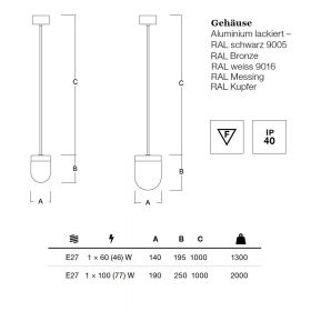 SOJUS Stab-Hngeleuchte mit halbrundem Glas