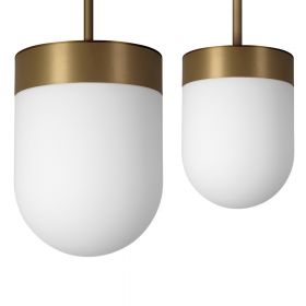 SOJUS rod pendant light with semi-circular glass