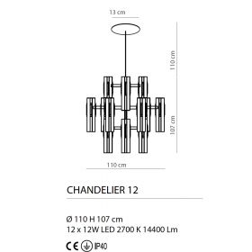 EXCALIBUR Exklusive Kronleuchter aus italienischer Manufaktur Abmessungen des italienischen Kronleuchters.