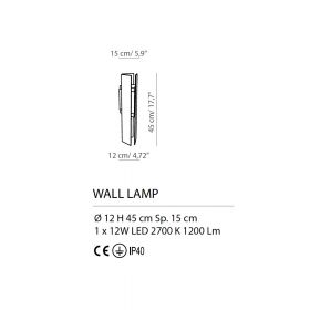THETIS Exklusive Wandleuchte aus italienischer Manufaktur Abmessungen des italienisches Lampenpendels.