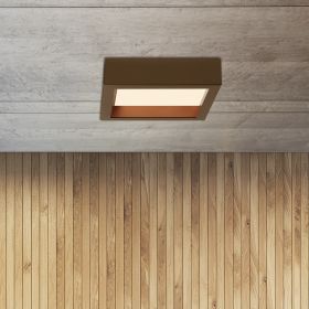 ROOM Flchige LED Deckenleuchte, quadratisch Der braune Farbton pat gut zur Holz und Beton.