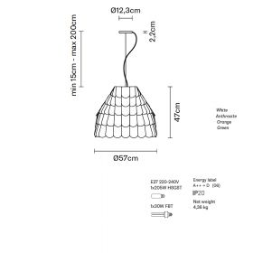 BARBEAU Groe Design Hngeleuchte Abmessungen der groen Design Hngeleuchte.