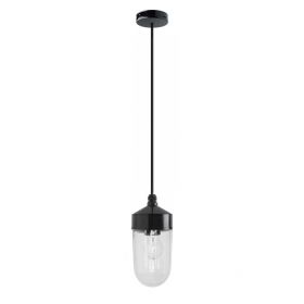 MOKA pendant lamp with bakelite holder Bakelit Pendelampe mit langem Glassturz 004.