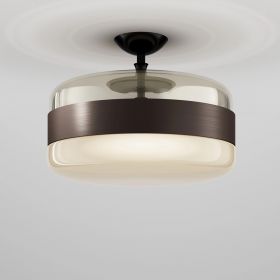 FUTURA Italian glass ceiling light Groe Deckenleuchte, Messing und Bernstein (unten sandgestrahlt)