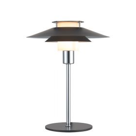 TURIN Kleine Tischleuchte im dnischem Design Tischlampe hier in Schwarz/Chrom.