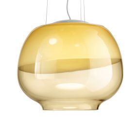 MIRAGE Italienische Pendelleuchte mit zweifarbigem Glas Italienische Glasleuchte mit Farbwechsel Bernstein Opal.