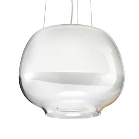 MIRAGE Italienische Pendelleuchte mit zweifarbigem Glas Glasleuchte mit Kristallglasschirm, oben Opal.