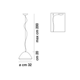 KIRA pendant light with Venetian glass and metal shade Abmessungen der Hngeleuchte.