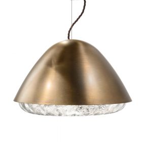 KIRA pendant light with Venetian glass and metal shade Kristallglas Pendelleuchte mit Messingschirm.