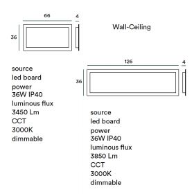 WINDOW Flache, rechteckige LED Deckenleuchte Abmessung und Lumen der flachen Deckenleuchte.