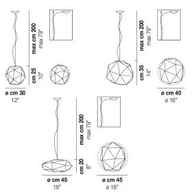 SEMAI High-quality opal glass pendant light Abmessungen der besonderne Leuchte.