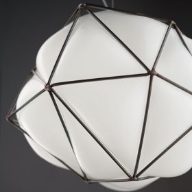 SEMAI High-quality opal glass pendant light Hochwertiges Milchglas geblasen in Stahlkäfig