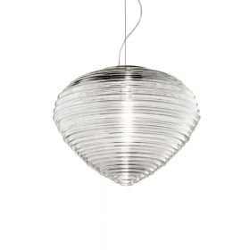 SPIRIT Italian pendant light with grooved glass Italienische Pendelleuchte. Mundgeblasenes Riefenglas.