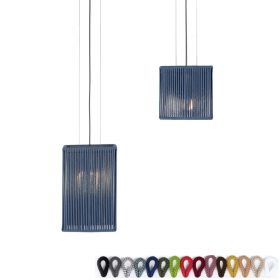 TALES Angular pendant light with colored textile