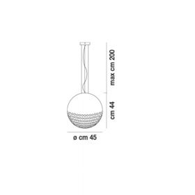 BOLLE Italian ball glass lamp Abmessungen der 45cm Kugel-Leuchte