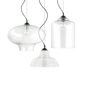 BISTRO pendant lights with glass shade in clear or smoke