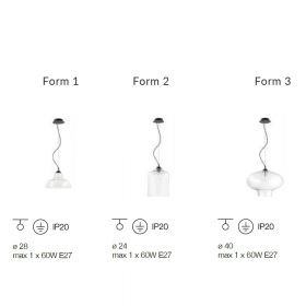 BISTRO pendant lights with glass shade in clear or smoke