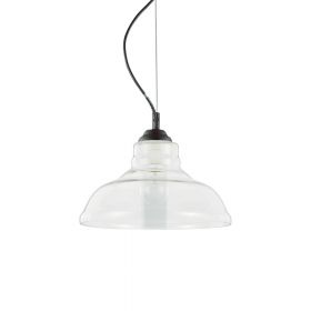 BISTRO pendant lights with glass shade in clear or smoke Pendelleuchte mit klarem, flachem Glas. Form 1.