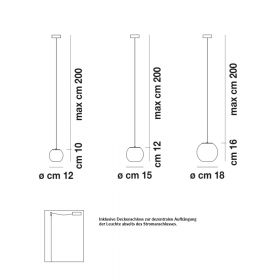 OTO Italienische Kugelglas Leuchte mit gedrehtem Glas Abmessungen der kleinen Kugelglas-Leuchten.