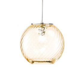OTO Italienische Kugelglas Leuchte mit gedrehtem Glas Schnes Lampenglas in warmen Bernsteinfarben.
