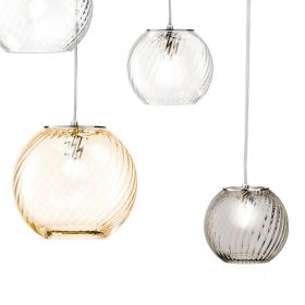 OTO Italian spherical glass cascade with twisted glasses Rauchglas und Amber.