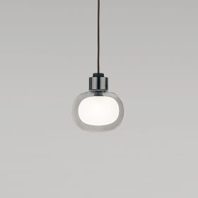 NABILA Kleine Glas-Pendelleuchte Elegante Pendelleuchte Rauchglas/Schwarzchrom.