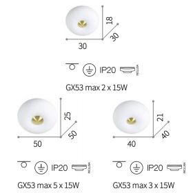TILA Cozy glass ceiling light Abmessung der modernen Deckenleuchte.