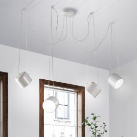 PAULO White pendant light with 1 to 6 adjustable spots