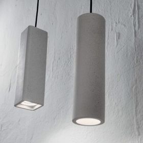 PEPPE Elongated pendant light made of cement