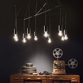 UDO MOBILEE lamp pendant in black Beeindruckendes Leuchten Gebilde mit 10 Pendeln in Schwarz.