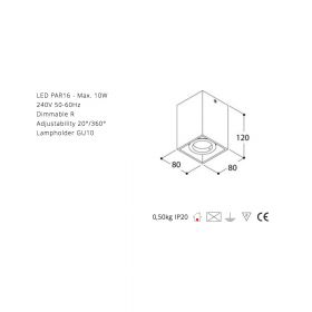 DJANGO Adjustable ceiling spotlight for replaceable light sources