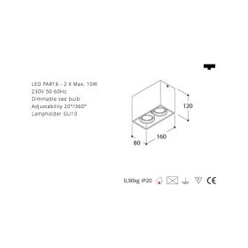 DJANGO 2-light ceiling spotlight with replaceable light source