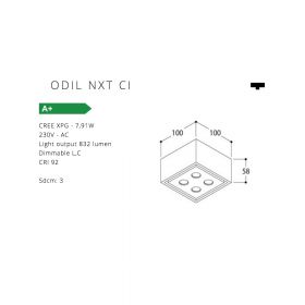 ODIL Dimmbarer LED Spot Abmessung und Lumen des ODIL Deckenspots.