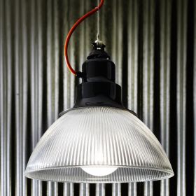 BERLINO industrial design pendant lamp with pressed glass