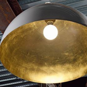 AMEDEO hemispherical pendant light with silver leaf, gold leaf or copper