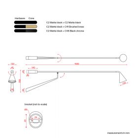 GORDON Wandleuchte mit langem Wandarm und beweglichem Schirm