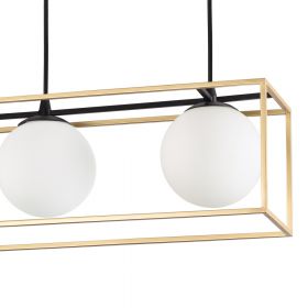 LORETTO 3-light pendant lamp Pendant lamp with spherical glass and brass Moderne Hngeleuchte mit 3 Kugelglsern und Messing.