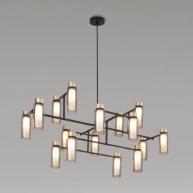 ORIENTE Elegant designer chandelier with glass tubes and brass elements Italienischer Kronleuchter in modernem Design.